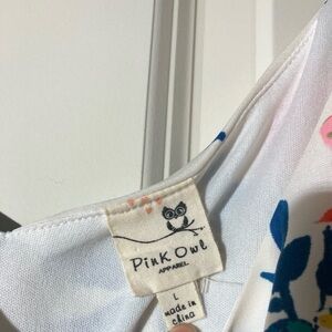 Pink Owl Maxi Dress - White with Blue and Pink Floral